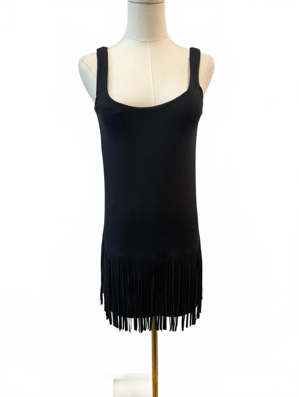 EUC Bailey/44 Black Long Fringe Hem Dress XS